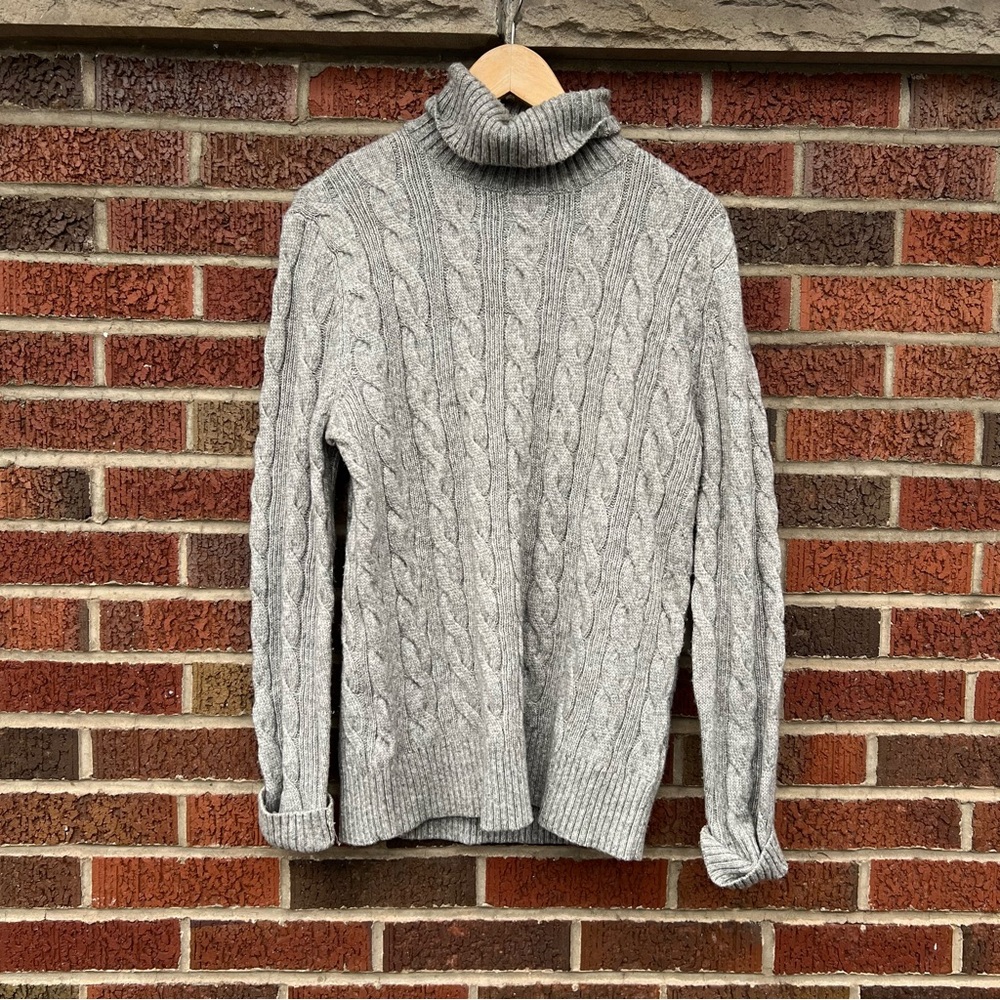 Express Gray Cable Knit Chunky Knit Turtleneck Sweater